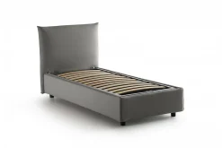 Lit simple Dbut, Lit coffre avec revêtement en tissu, 100% Made in Italy, Ouverture frontale, avec matelas 80x190 cm inclus, Gris><noscript><img width=