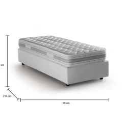 Talamo Italia Lit simple Dmaiell, Lit coffre avec revêtement en tissu, Ouverture frontale, avec matelas 80x200 cm inclus, Blanc* Lit Coffre