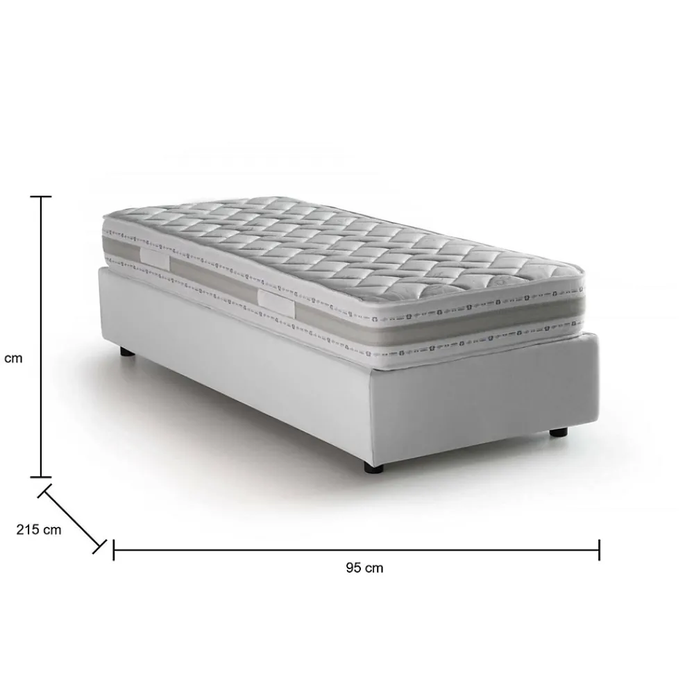 Talamo Italia Lit simple Dmaiell, Lit coffre avec revêtement en tissu, Ouverture frontale, avec matelas 80x200 cm inclus, Blanc* Lit Coffre