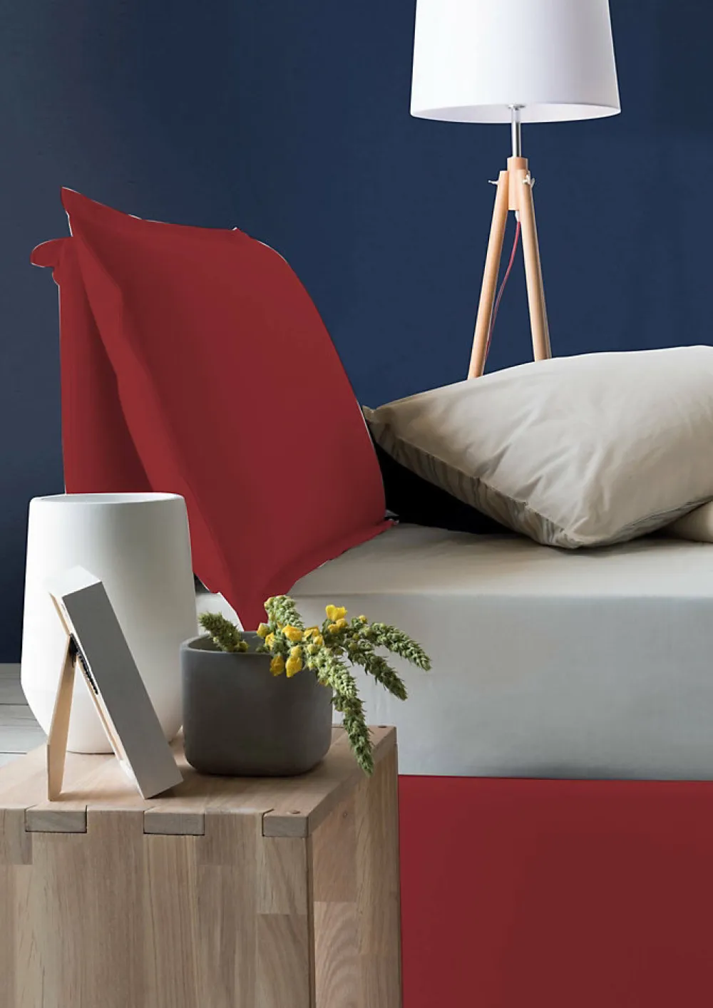 Lit simple Dpal, Lit coffre avec revêtement en tissu, Ouverture frontale, adapté pour matelas 90x190 cm, Rouge>Talamo Italia Outlet