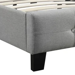Idimex Lit simple JOLIEN, 120 x 190 cm, capitonné avec sommier, revêtement en tissu gris* Lit Simple