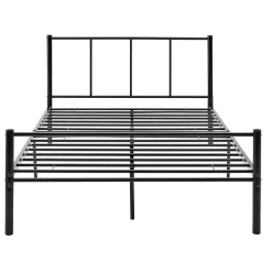 Lit simple Laos métal avec sommier à lattes 120 x 200 cm noir en.casa><noscript><img width=