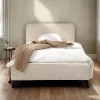 Idimex Lit simple LEVERDA 90 x 190 cm, revêtement en tissu - Blanc* Lit Simple