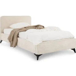 Idimex Lit simple LEVERDA 90 x 190 cm, revêtement en tissu - Blanc* Lit Simple