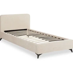 Idimex Lit simple LEVERDA 90 x 190 cm, revêtement en tissu - Blanc* Lit Simple