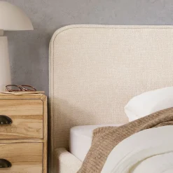 Idimex Lit simple LEVERDA 90 x 190 cm, revêtement en tissu - Blanc* Lit Simple