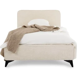 Idimex Lit simple LEVERDA 90 x 190 cm, revêtement en tissu - Blanc* Lit Simple