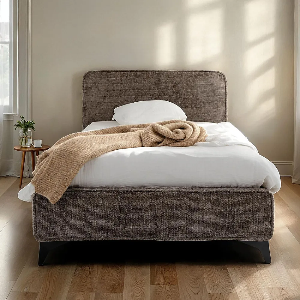 Lit simple LEVERDA 90 x 190 cm, revêtement en tissu - Gris>Idimex Clearance