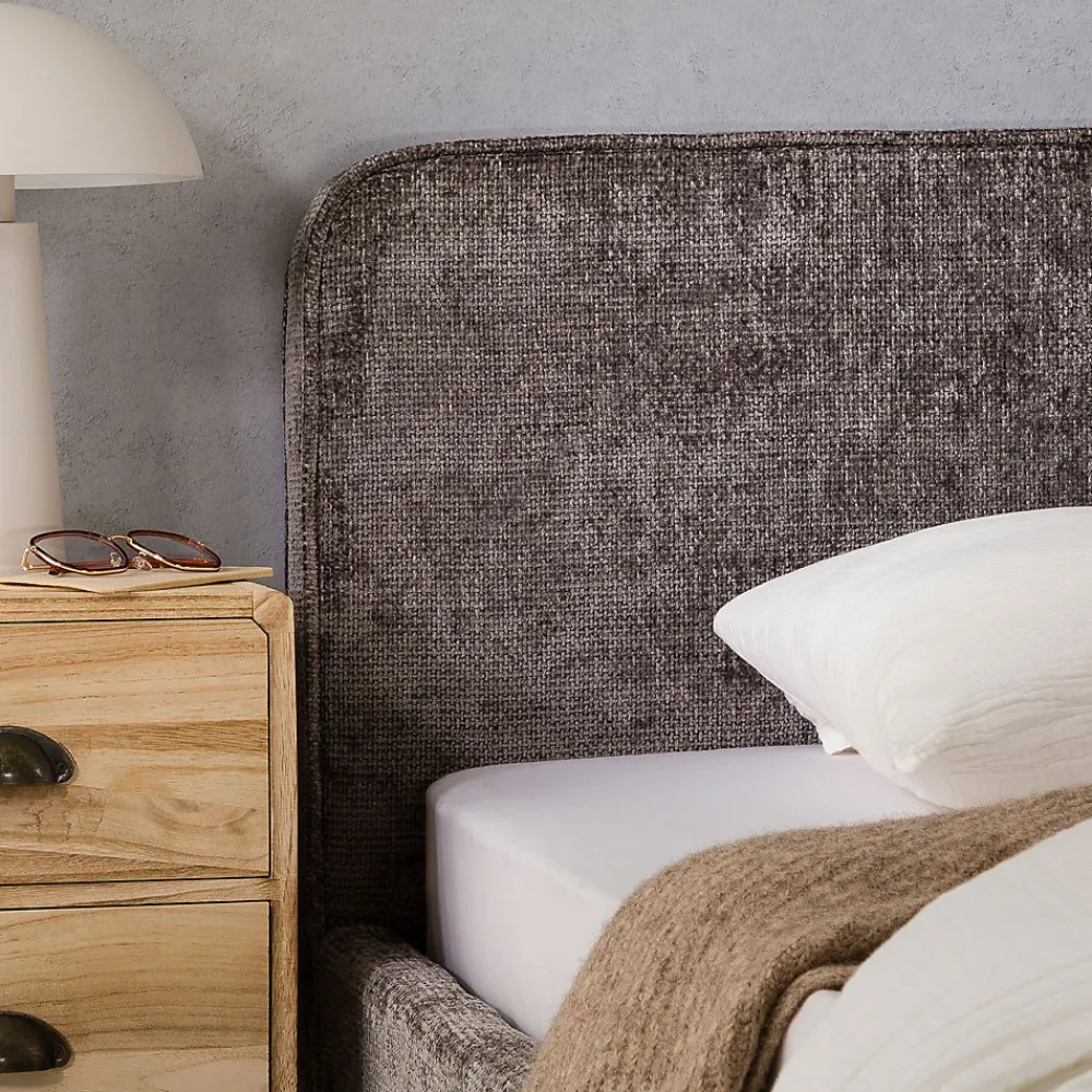Lit simple LEVERDA 90 x 190 cm, revêtement en tissu - Gris>Idimex Clearance
