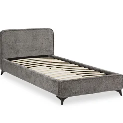 Lit simple LEVERDA 90 x 190 cm, revêtement en tissu - Gris><noscript><img width=