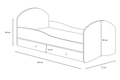 Kobi Lit simple Luk140x70 avec tiroir* Lit Avec Rangement