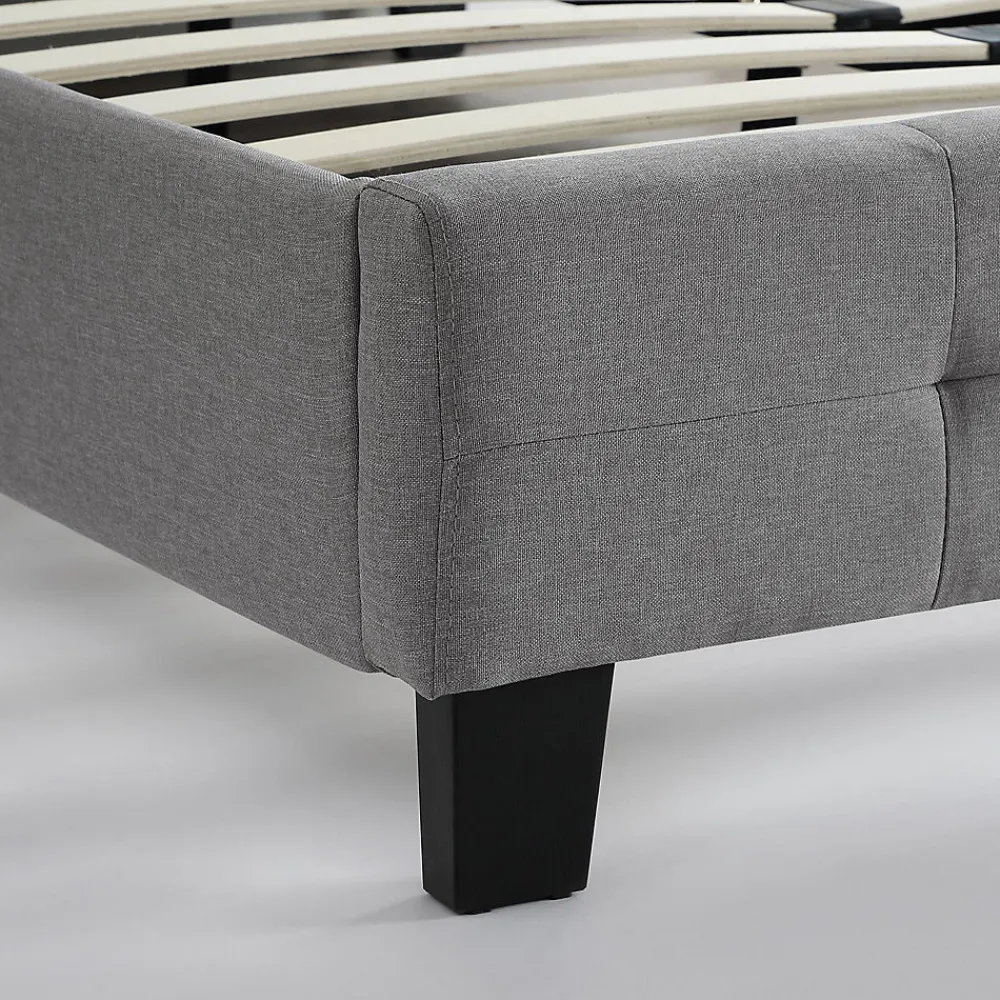 Idimex Lit simple MARLON, 120 x 190 cm, capitonné avec sommier, revêtement en tissu gris* Lit Simple