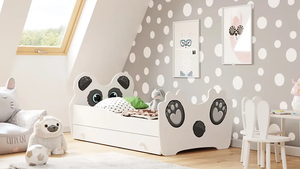 Kobi Lit simple Panda 140x70 avec tiroir* Ensemble Sommier Et Matelas