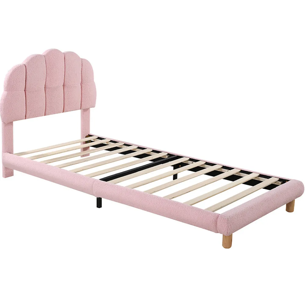 Lit Simple pour enfant 90 x 200 cm - Lit enfant Capitonné - Non-Tissé - Sans Matelas - Rose>Okwish New