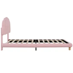 Lit Simple pour enfant 90 x 200 cm - Lit enfant Capitonné - Non-Tissé - Sans Matelas - Rose><noscript><img width=