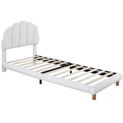 Okwish Lit Simple pour enfant 90 x 200 cm - Lit enfant Capitonné - Non-Tissé - Sans Matelas - Blanc* Lit Avec Rangement