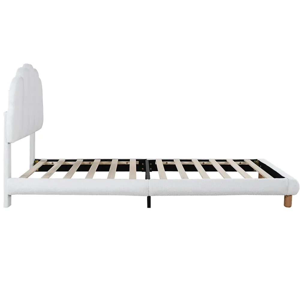 Okwish Lit Simple pour enfant 90 x 200 cm - Lit enfant Capitonné - Non-Tissé - Sans Matelas - Blanc* Lit Avec Rangement