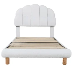 Okwish Lit Simple pour enfant 90 x 200 cm - Lit enfant Capitonné - Non-Tissé - Sans Matelas - Blanc* Lit Avec Rangement