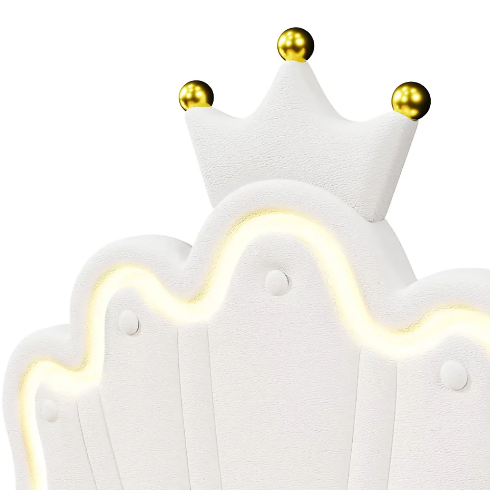 Okwish Lit Simple pour enfant 90 x 200 cm - Lit avec 2 Rangements - PU + MDF - Sans Matelas - Blanc* Lit Avec Rangement