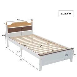 Lit simple pour enfant 90x200 cm - Lit avec tête et pied de lit - Pin + MDF - Sans matelas - Blanc><noscript><img width=
