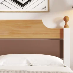 Lit simple pour enfant 90x200 cm - Lit avec tête et pied de lit - Pin + MDF - Sans matelas - Blanc><noscript><img width=