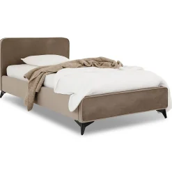 Lit simple RAVELLO 90 x 190 cm, revêtement en tissu - Grège><noscript><img width=