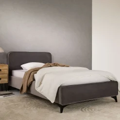 Lit simple RAVELLO 90 x 190 cm, revêtement en tissu - Gris><noscript><img width=