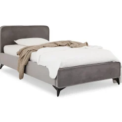 Lit simple RAVELLO 90 x 190 cm, revêtement en tissu - Gris><noscript><img width=
