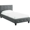 Lit simple REVE, 90 x 190 cm, capitonné avec sommier, revêtement synthétique gris>Idimex Online