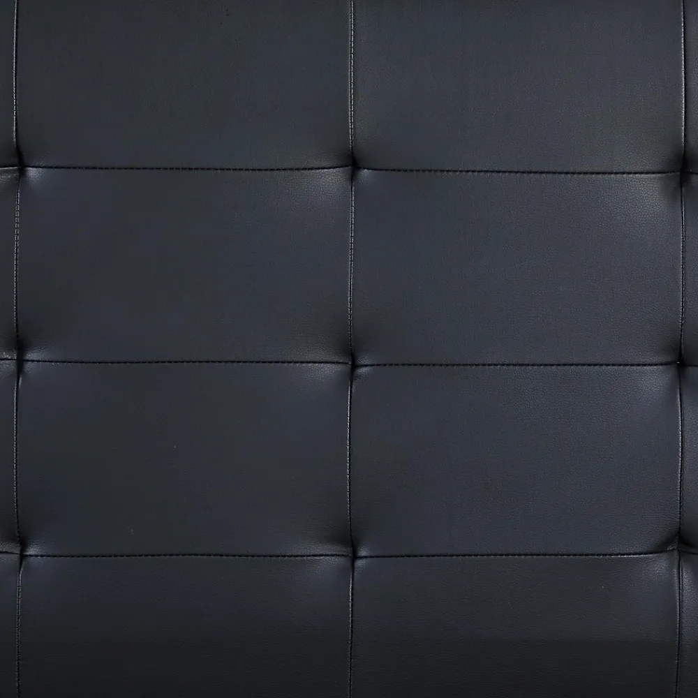 Lit simple REVE, 90 x 190 cm, capitonné avec sommier, revêtement synthétique noir>Idimex Discount