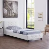 Idimex Lit simple REVE, 90 x 190 cm, capitonné avec sommier, revêtement synthétique blanc* Lit Simple