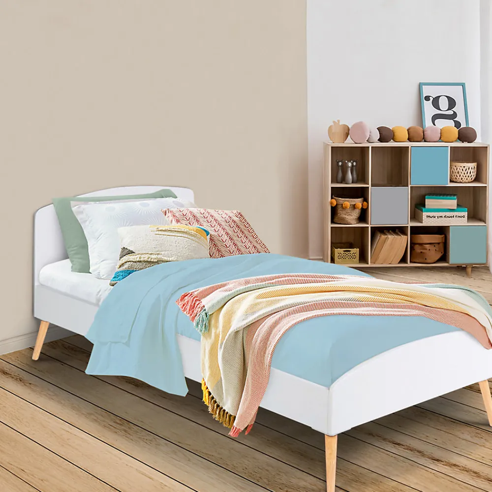 Lit simple scandinave 90 x 190 CM SOREN bois et blanc>IDMarket Online