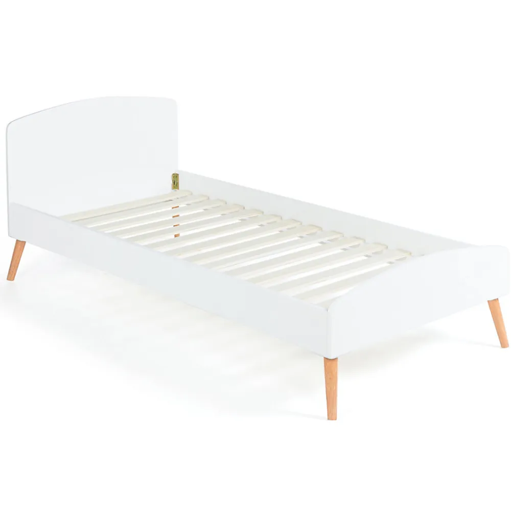 Lit simple scandinave 90 x 190 CM SOREN bois et blanc>IDMarket Online