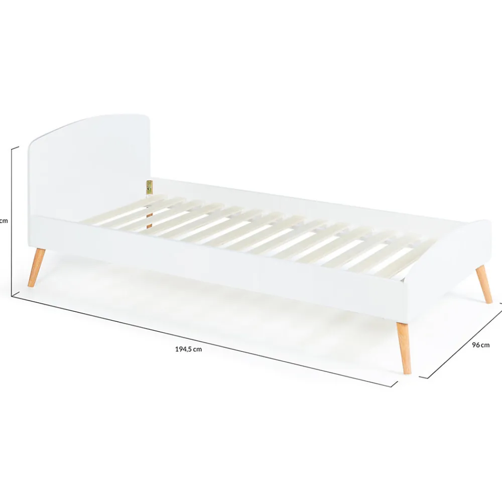 Lit simple scandinave 90 x 190 CM SOREN bois et blanc>IDMarket Online