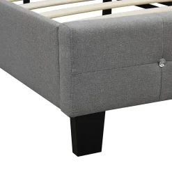 Idimex Lit simple TICO, 90 x 190 cm, capitonné avec sommier, revêtement en tissu gris* Lit Simple