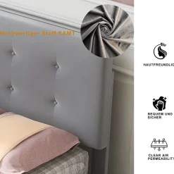 Okwish Lit Simple 90x200 cm - avec 2 Tiroirs Pratique, Sans Matelas, Lit Confortable en Velours Gris* Lit Simple