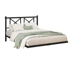 Lit Simple 120x200 cm - Lit Ado Moderne, avec Éclairage LED et Prises USB, Rangements - Noir, sans Matelas><noscript><img width=
