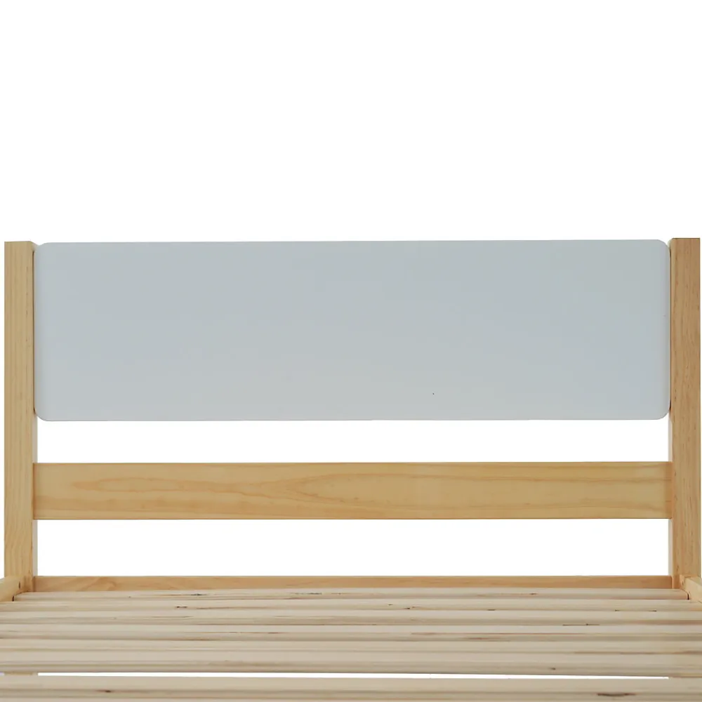 Lit Simple 90x200 cm - Lit Ado ou Adulte Sans Matelas - Bois de Pin Massif - Blanc et Naturel>Okwish Sale