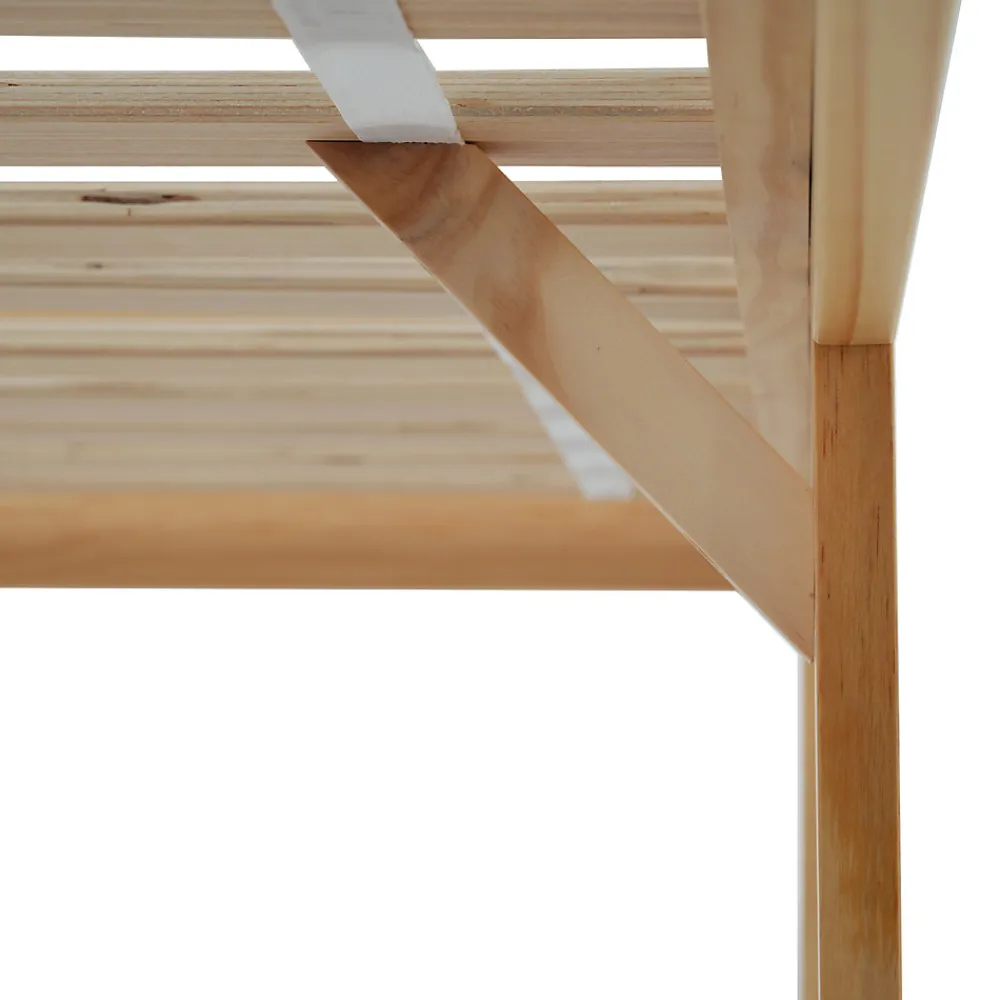 Lit Simple 90x200 cm - Lit Ado ou Adulte Sans Matelas - Bois de Pin Massif - Blanc et Naturel>Okwish Sale