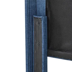 Lit simple 90x200 cm - Lit adulte capitonné avec sommier à lattes - Lin - Sans Matelas - Bleu><noscript><img width=