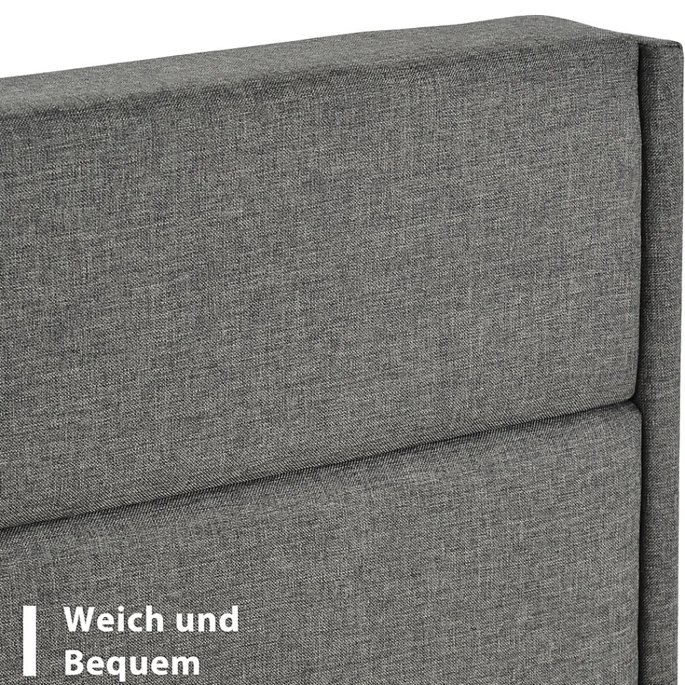Okwish Lit simple 90x200 cm - Lit adulte capitonné avec tête de lit - Lin - Sans Matelas - Gris Foncé* Lit Simple