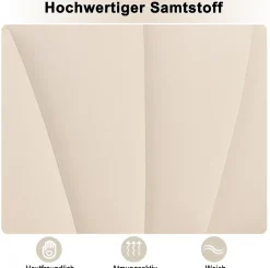 Okwish Lit Simple 90x200 cm - Lit Capitonné en Velours avec Tête de Lit Coquillage et Banquette de Rangement - Sans Matelas - Beige* Lit Simple