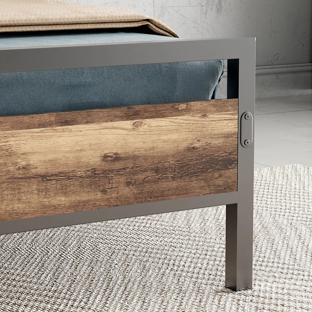 Lit Simple 90x200 cm - Lit en Métal Noir Solide avec Sommier à Lattes et Bois Robuste - Sans Matelas>Okwish Discount