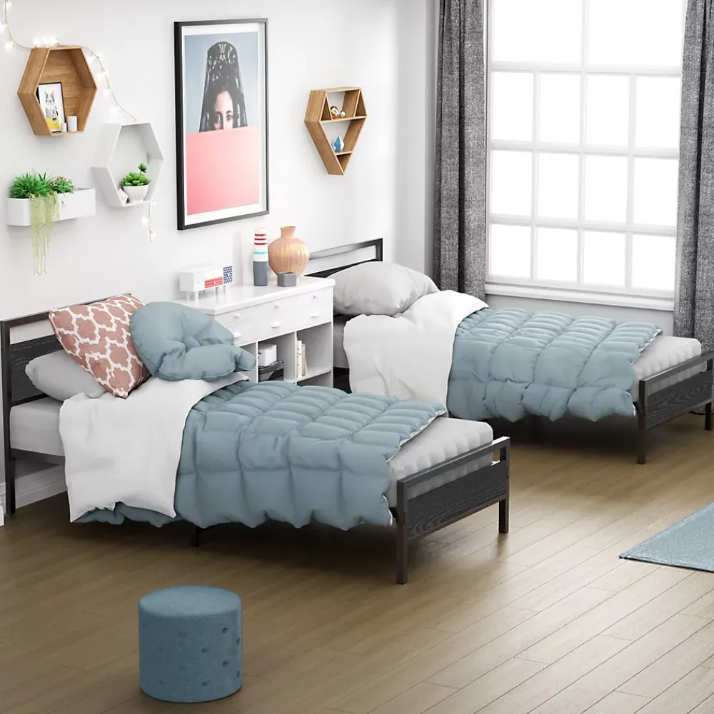 Okwish Lit Simple 90x200 cm - Lit en Métal Noir Robuste Gain de Place pour Petite Chambre - Sans Matelas* Lit Simple