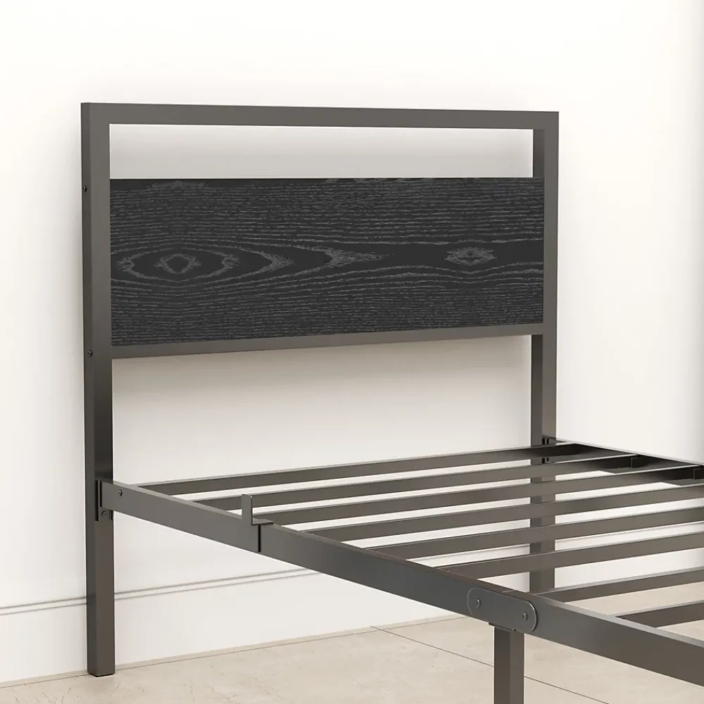 Okwish Lit Simple 90x200 cm - Lit en Métal Noir Robuste Gain de Place pour Petite Chambre - Sans Matelas* Lit Simple