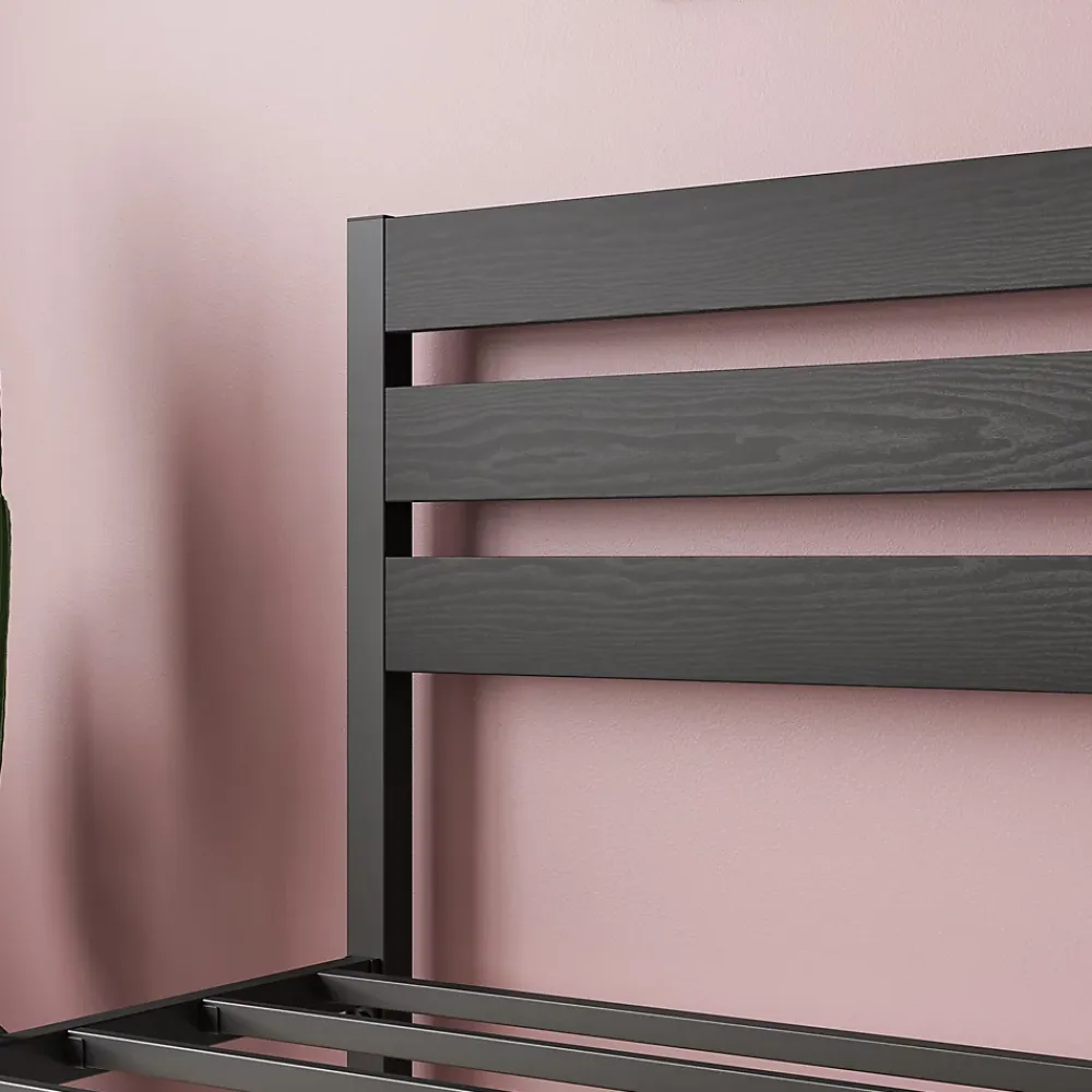 Okwish Lit Simple 90x200 cm - Lit en Métal Noir Contemporain et Durable pour Chambre Ado - Sans Matelas* Lit Simple