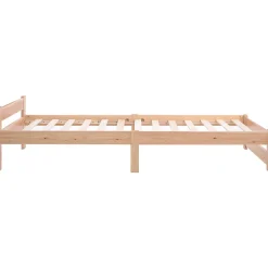 Okwish Lit Simple 90x200 cm - Lit Futon Naturel avec Tête de Lit en Bois Massif - Sommier Inclus - Minimaliste Scandinave - Sans Matelas* Lit Simple