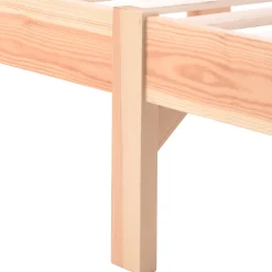 Okwish Lit Simple 90x200 cm - Lit Futon Naturel avec Tête de Lit en Bois Massif - Sommier Inclus - Minimaliste Scandinave - Sans Matelas* Lit Simple