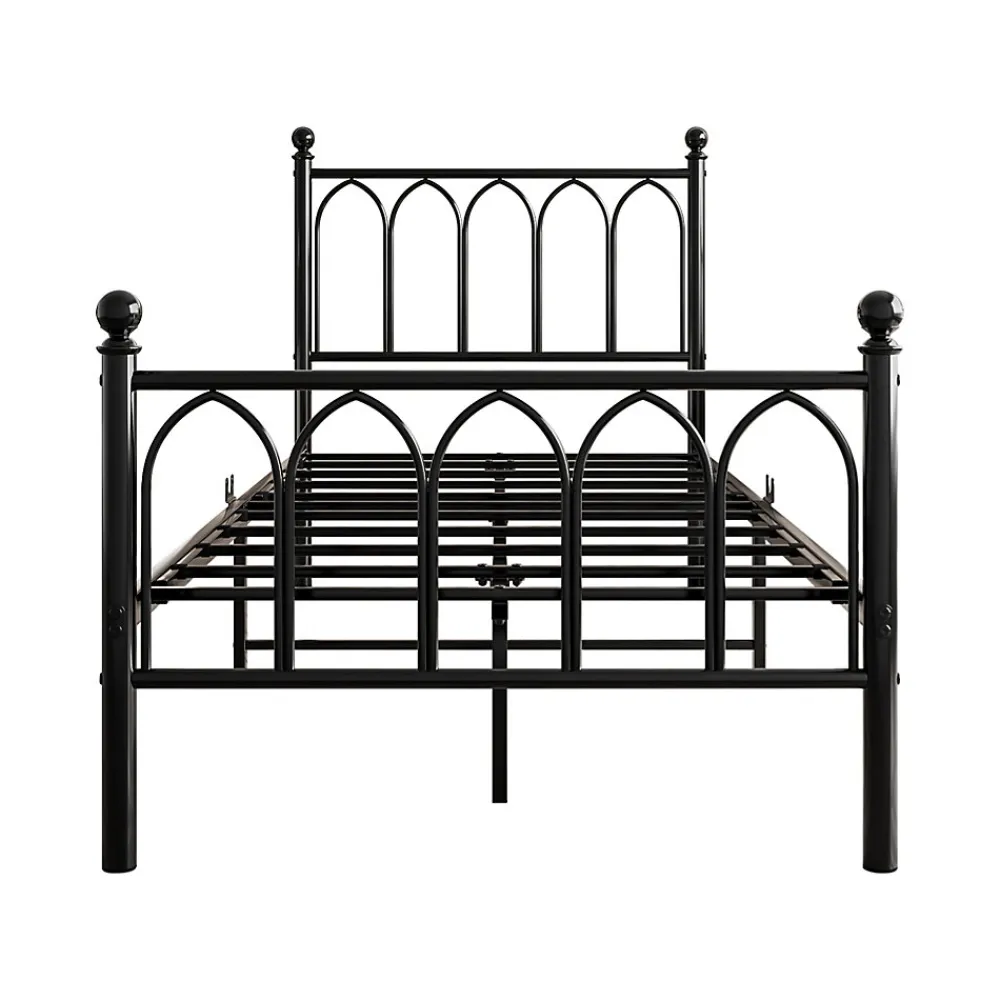 Lit Simple 90x200 cm - Lit Métal Ado avec Éclairage LED et Ports USB, Barres Acier Renforcées, Sans Matelas - Métal Noir>Okwish Best