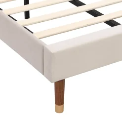 Okwish Lit Simple 90x200 cm - Lit Rembourré ado - Velours - Sans Matelas - Beige* Lit Simple